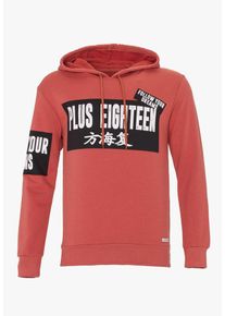 PLUS EIGHTEEN, Herren Kapuzenpullover, Koralle / Rot