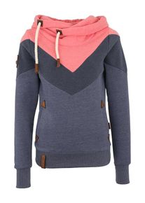 Naketano, Damen Sweatshirt 'Patty immer H&auml;nde hoch', Nachtblau / Taubenblau / Koralle