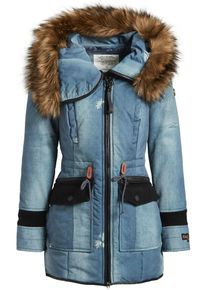 Khujo, Damen Parka 'RETRO BUGS2', Rauchblau / Himmelblau / Schwarz