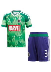 adidas Performance, Set: T-Shirt + Shorts 'Hulk', Gr&uuml;n / Brombeer