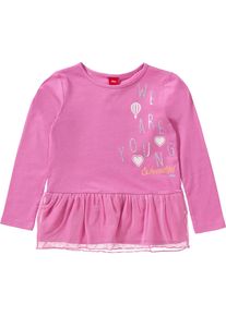s.Oliver Junior, Mädchen Longsleeve mit Mesh-Volant, Gelb / Pink / Weiß