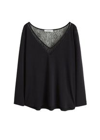 Violeta by Mango, Damen T-shirt 'Relace', Schwarz