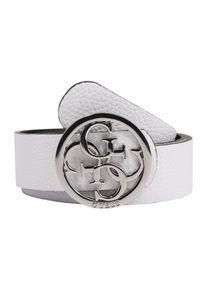 Guess, Damen Gürtel 'L.A. HIP REV NOT ADJUST BELT', Silber / Weiß