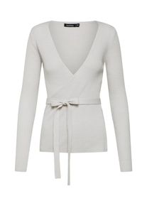 boohoo, Damen Pullover 'Isabella Rib Knitted Wrap Top', Grau
