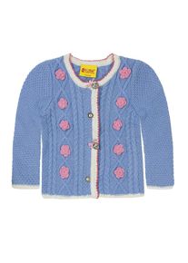 Steiff Collection, M&auml;dchen Strickjacke M&auml;dchen Baby, , Rauchblau / Rosa / Wei&szlig;