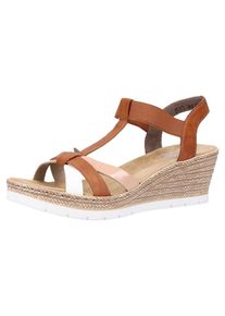 Rieker, Damen Keilsandalen, Braun / Wei&szlig;