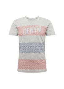 Tom Tailor Denim, Herren Shirt 'T-shirt with striped print T-Shirt 1/2', Grau