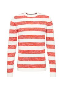 Tom Tailor Denim, Herren Pullover, Orangerot / Wei&szlig;