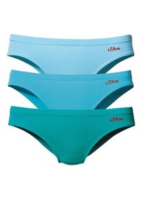 s.Oliver RED LABEL, Damen Baumwoll-Bikinislip (3 Stck.), Royalblau / Hellblau / Petrol