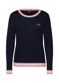 Zwillingsherz, Damen Pullover 'Trio Stripe', Blau / Pink