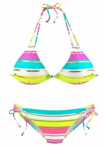 s.Oliver RED LABEL, Damen Triangel-Bikini, Gelb / Gold / Grün / Pink