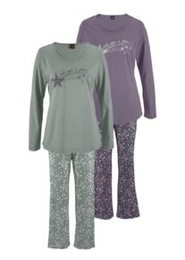 Vivance, Damen Pyjamas (2 Stück), Smaragd / Helllila