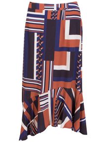 IN FRONT, Damen Rock 'ALIZ', Kobaltblau / Orange / Wei&szlig;