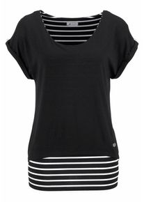 OCEAN SPORTSWEAR, Damen 2-in-1-Shirt, Schwarz / Weiß