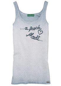 Country Line, Damen Trachtentop mit Paillettenstickerei, Hellblau