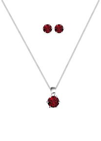 Elli, Damen Schmuckset, Dunkelrot / Silber