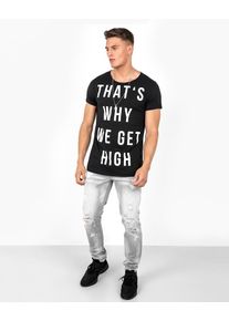 tigha, Herren T-Shirt 'Get High', Schwarz / Wei&szlig;