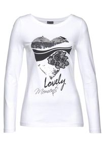 Laura Scott, Damen Langarmshirt, Grau / Schwarz / Weiß