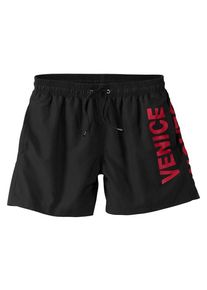 Venice Beach, Herren Badeshorts, Rot / Schwarz