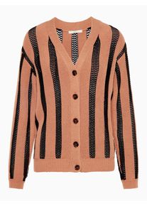 POSTYR, Damen Strickjacke, Apricot / Schwarz