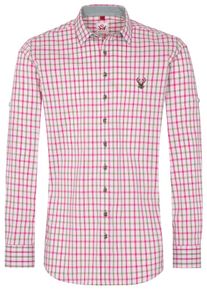 Spieth & Wensky SPIETH & WENSKY, Herren Trachtenhemd "Horst", Schlammfarben / Fuchsia / Perlwei&szlig;