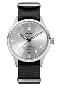 POP PILOT, Herren Uhr 'ORD', Schwarz / Silber / Weiß
