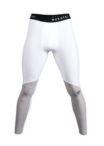 MOROTAI, Herren Sport-Leggings 'Performance', Hellgrau / Wei&szlig;