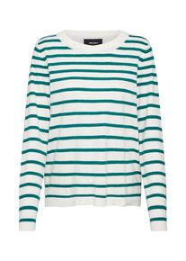 Object, Damen Pullover 'OBJVIVI L/S KNIT', Grün / Weiß