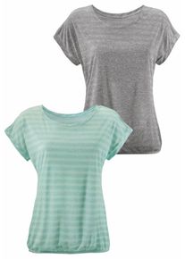 Vivance, Damen T-Shirts (2 Stück), Graumeliert / Mint