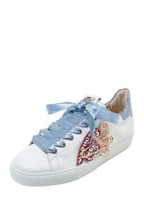 Högl Högl, Damen Sneaker mit Swarovski-Kristallen, Hellblau / Rot / Weiß