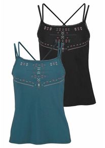 Vivance, Damen Tops, Petrol / Schwarz