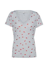Only, Damen Shirt, Graumeliert / Rot