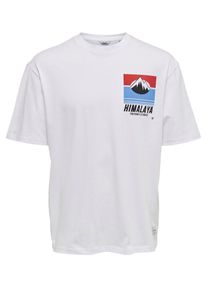 Only & Sons Only & Sons, Herren T-Shirt, Hellblau / Rot / Schwarz / Weiß