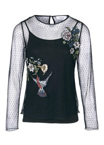 Heine, Damen Spitzenshirt, Blau / Hellgrün / Pastellrot / Schwarz / Weiß