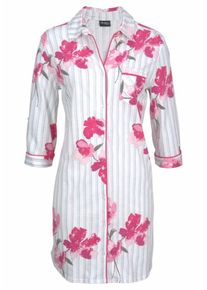 Vivance, Damen Dreams Nachthemd mit Streifen und Bluprint, Blau / Rot / Wei&szlig;