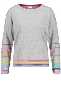 Gerry Weber, Damen Pullover, Hellblau / Grau / Neonlila / Orange / Pink