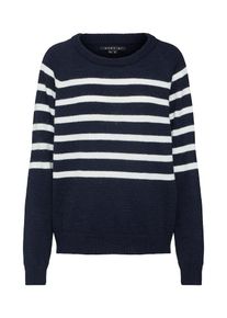 Ezekiel, Damen Pullover 'Piper Crewneck Knit Sweater', Navy / Wei&szlig;