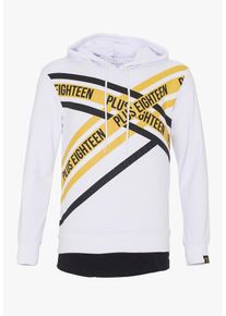 PLUS EIGHTEEN, Herren Kapuzenpullover, Gelb / Schwarz / Wei&szlig;