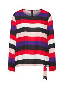 Street One, Damen Bluse 'Printed blouse w knotted botto', Beere / Rot / Schwarz / Weiß