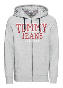 Tommy Jeans, Herren Sweatjacke, Hellgrau / Rot