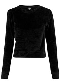 Urban Classics, Damen Short Velvet Crewneck, Schwarz