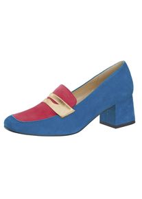 Heine, Damen Pumps, Royalblau / Gold / Feuerrot