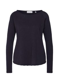 Rich & Royal Rich & Royal, Damen Longsleeve mit offenen Kanten, Navy