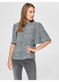 Selected Femme, Damen Bluse, Dunkelgrün / Weiß