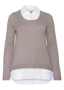 sheego Class, Damen 2-in-1-Pullover, Hellgrau