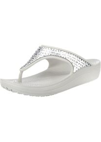 Crocs, Damen Komfort-Pantoletten 'Sloane Graphic Etch Met Flip W', Silber