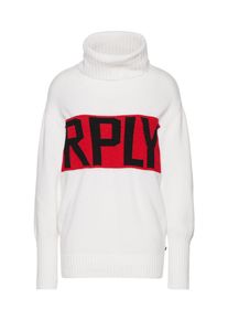 Replay, Damen Pullover, Rot / Wei&szlig;