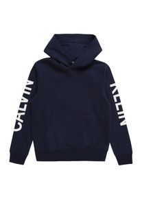 Calvin Klein Jeans, Sweatshirt 'LOGO SLEEVES BRUSHED HOODIE', Navy / Wei&szlig;