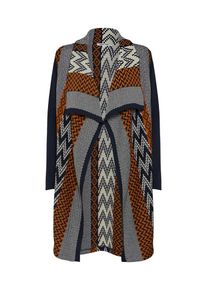 ABOUT YOU, Damen Strickjacke 'Leandra Cardigan', Navy / Senf / Wei&szlig;