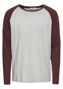 ABOUT YOU, Herren Langarmshirt 'Devin', Graumeliert / Bordeaux